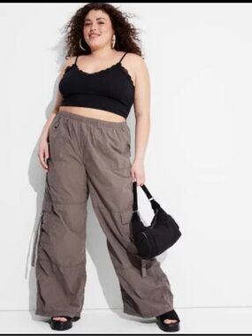 wild fable Taupe Wide-Leg Cargo Pants